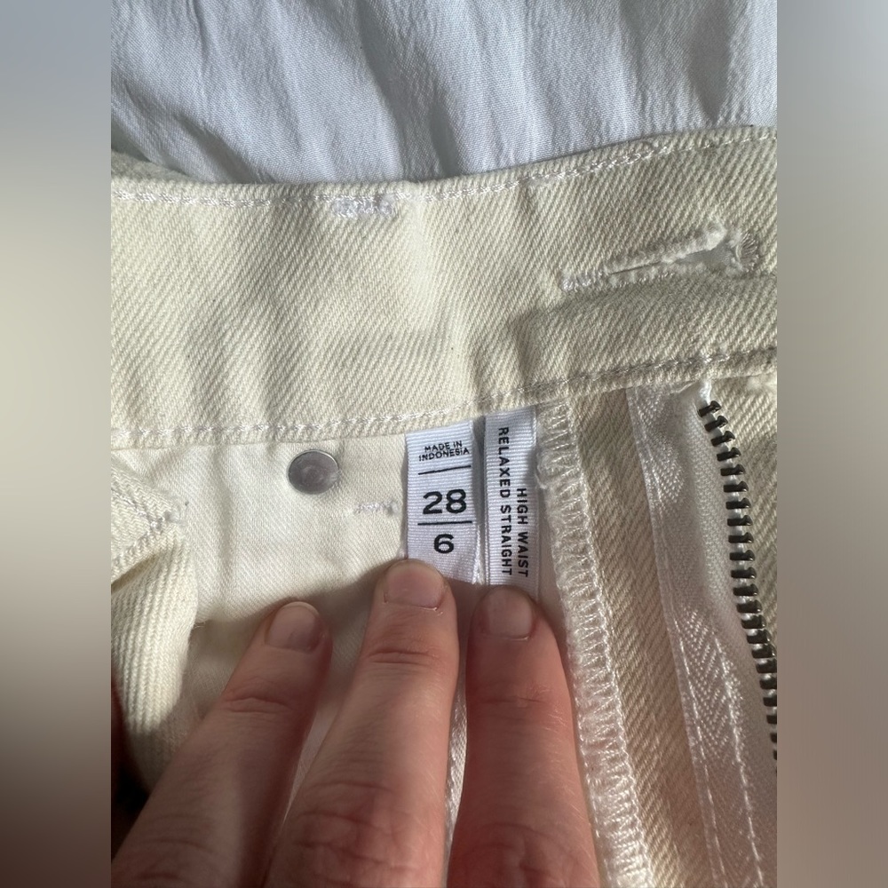 Loft High Rise Relaxed Straight Jeans with Raw Hem in Popcorn - 28x29 - Picture 6 of 12